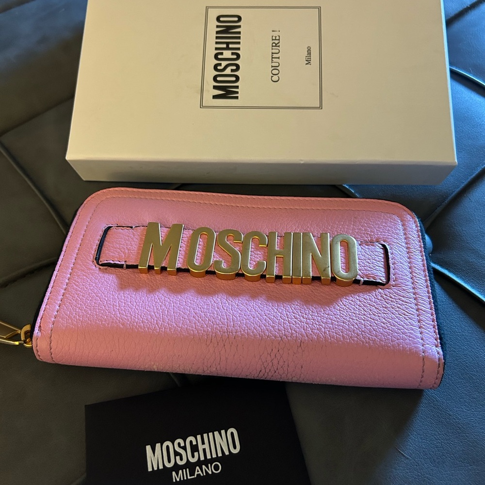 Moschino Pink Wallet with Gold Logo